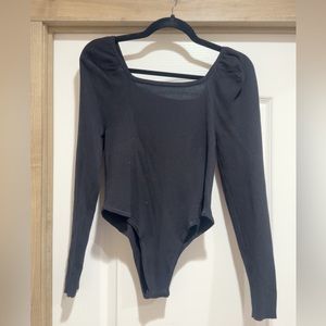 Black Long Sleeve Squareneck Bodysuit